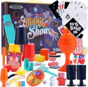 Magic Kit Over 100 Magician Tricks for Kids Ages 6-12, Magic Lamp Grail Sets for Kids Party Favors Toys Gifts for Girl Boys Beginners