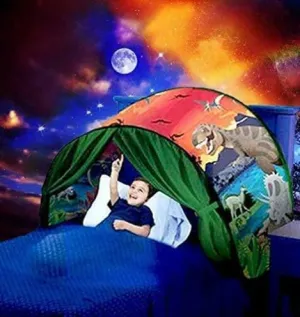 Magic Playhouse Tents Fantasy Fun for Kids,Foldable Play Tents, Pop up Indoor Bed Tents,Magic Playhouse Princess Secret Castle,Birthday for Girls (Dinosaur Island)