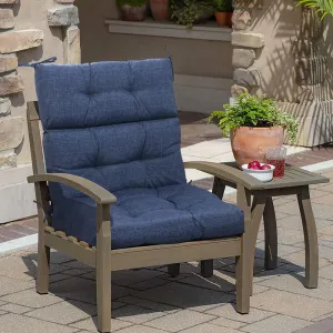 MAGPIE FABRICS Indoor/Outdoor Tufted High Back Chair Cushion Set of 2, Waterproof Deep Seating Rocking Chair Outdoor Chaise Lounge Sun Lounger Chair Cushions(Blue Navy)