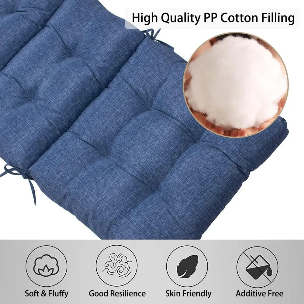 MAGPIE FABRICS Indoor/Outdoor Tufted High Back Chair Cushion Set of 2, Waterproof Deep Seating Rocking Chair Outdoor Chaise Lounge Sun Lounger Chair Cushions(Blue Navy)