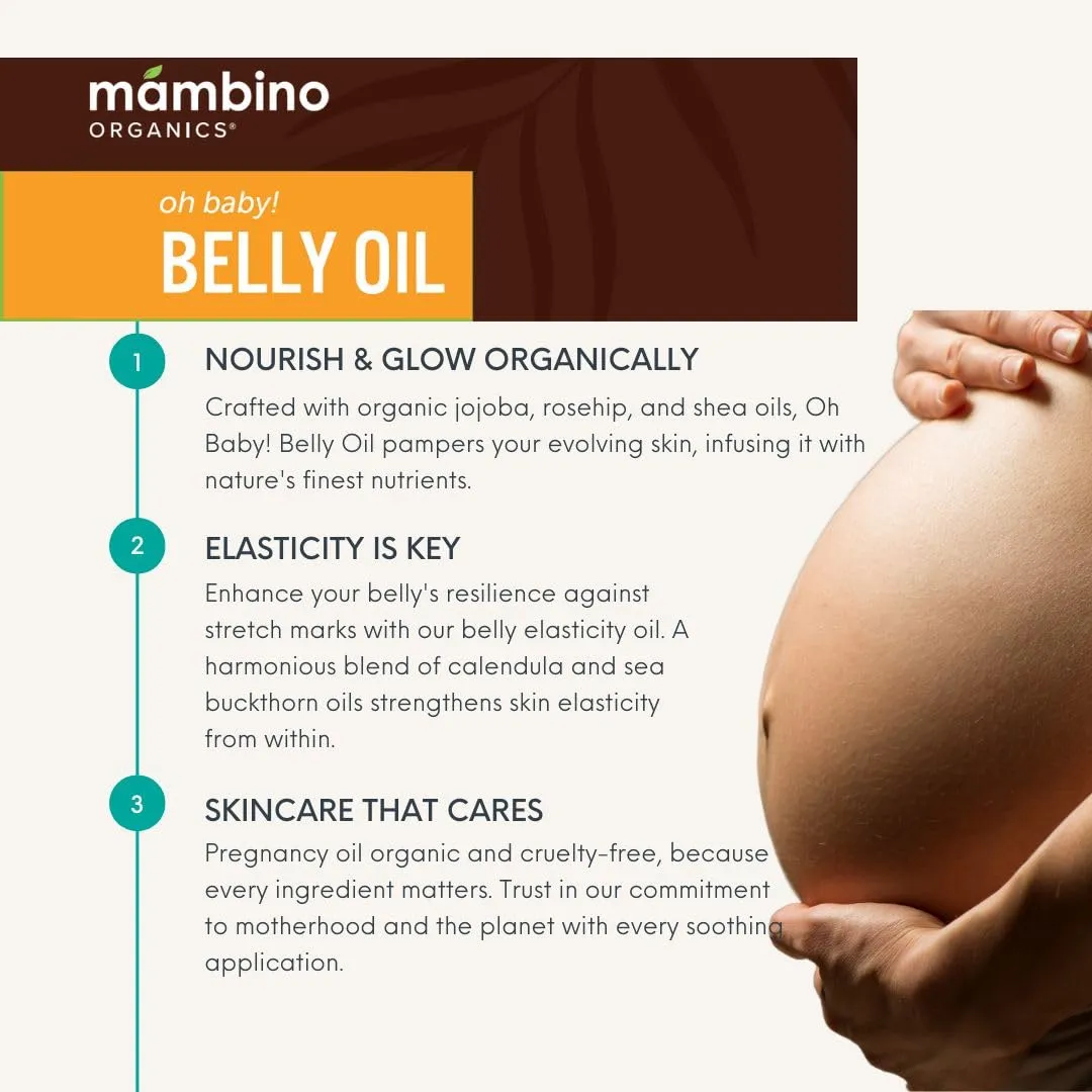 Mambino Organics First Trimester Maternity Skin Care Set   Free Bag - Pregnancy Belly Oil, Rose Facial Mist, Youth Glow Serum, Lip Balm - 4 Items