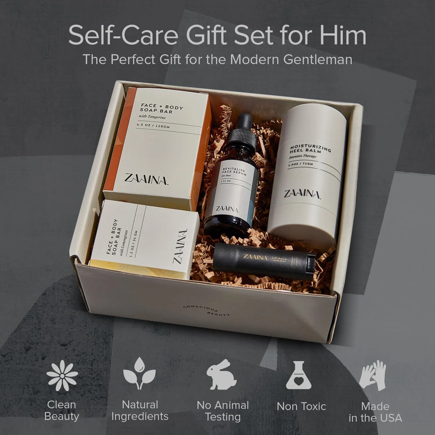 Men's Self Care Package, Father's Day Gifts for Men, Relaxation Spa Gift Set for Him - Luxury Natural Handmade Men Skin Care Kit, Unique Self Care Gift for Men by ZAAINA