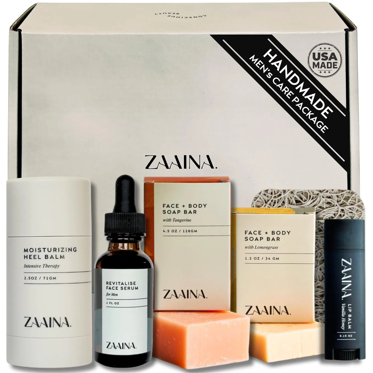 Men's Self Care Package, Father's Day Gifts for Men, Relaxation Spa Gift Set for Him - Luxury Natural Handmade Men Skin Care Kit, Unique Self Care Gift for Men by ZAAINA