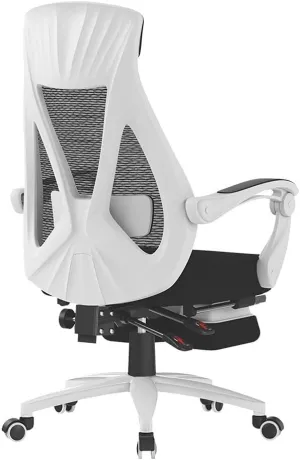 Mesh Office Chair with Pulley Bracket, Ergonomic High-Back Adjustable Desk Chair with armrests, for Office, Dormitory, Home Gift (Color : Black, White)(White)