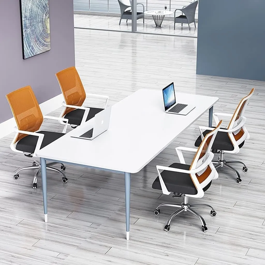 Mesh Office Chair with Pulley Bracket,Ergonomic High-Back Adjustable Desk Chair with armrests, for Office, Dormitory, Home Gift (Color : Yellow Black, White Blue)(White Yellow)