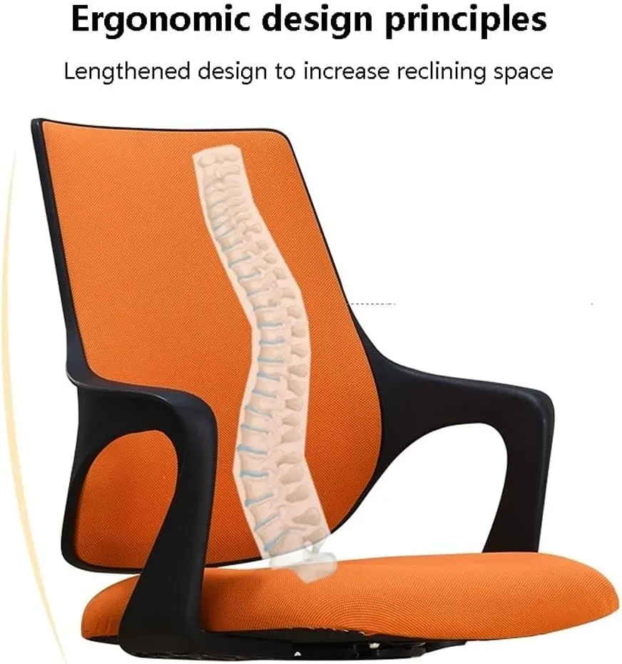 Mesh Office Chair with Pulley Bracket,Ergonomic High-Back Adjustable Desk Chair with armrests, for Office, Dormitory, Home Gift (Color : Yellow Black, White Blue)(White Yellow)