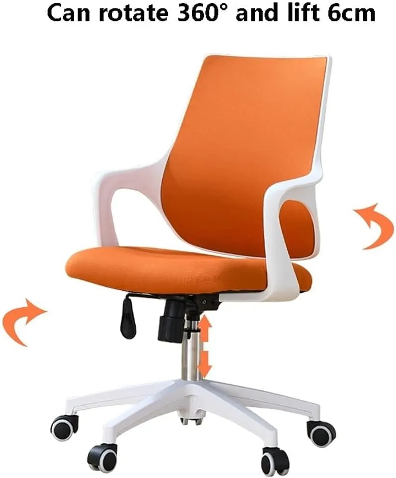 Mesh Office Chair with Pulley Bracket,Ergonomic High-Back Adjustable Desk Chair with armrests, for Office, Dormitory, Home Gift (Color : Yellow Black, White Blue)(White Yellow)