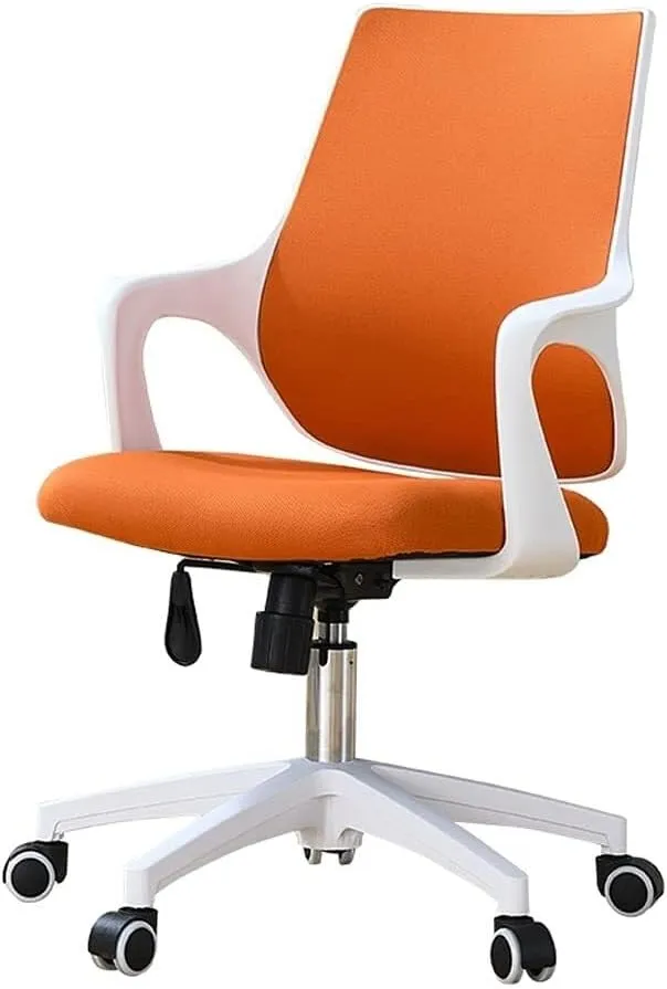 Mesh Office Chair with Pulley Bracket,Ergonomic High-Back Adjustable Desk Chair with armrests, for Office, Dormitory, Home Gift (Color : Yellow Black, White Blue)(White Yellow)