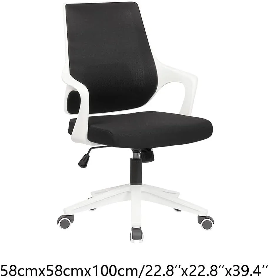 Mesh Office Chair with Pulley Bracket,Ergonomic High-Back Adjustable Desk Chair with armrests, for Office, Dormitory, Home Gift (Color : Yellow Black, White Blue)(White Yellow)