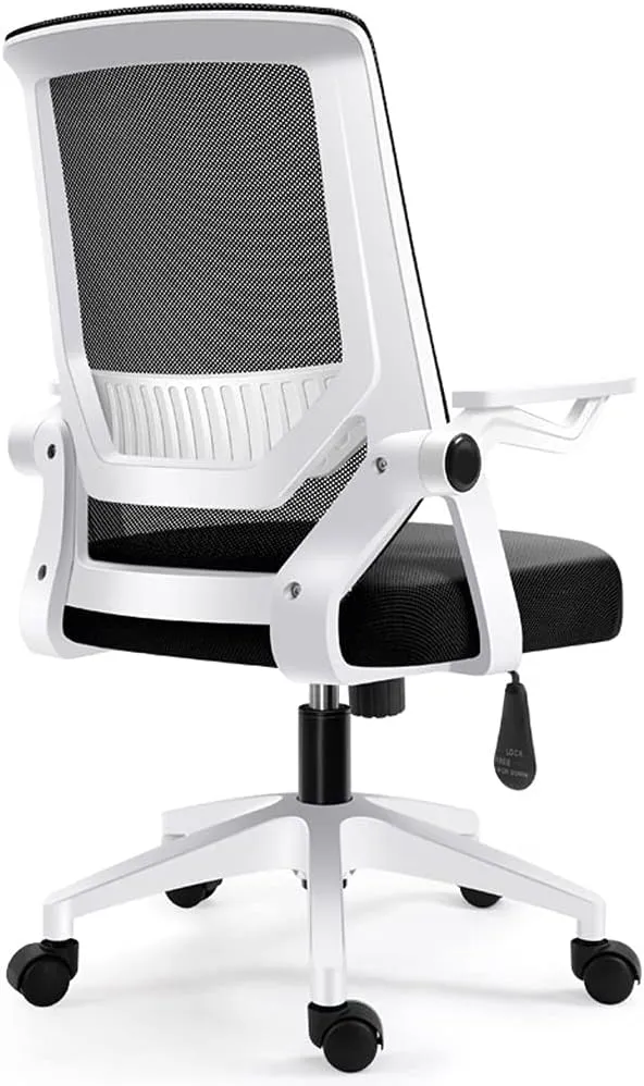 Mesh Office Chair with Pulley Bracket,Ergonomic High-Back Adjustable Desk Chair with armrests, for Office, Dormitory, Home Unique (Black)