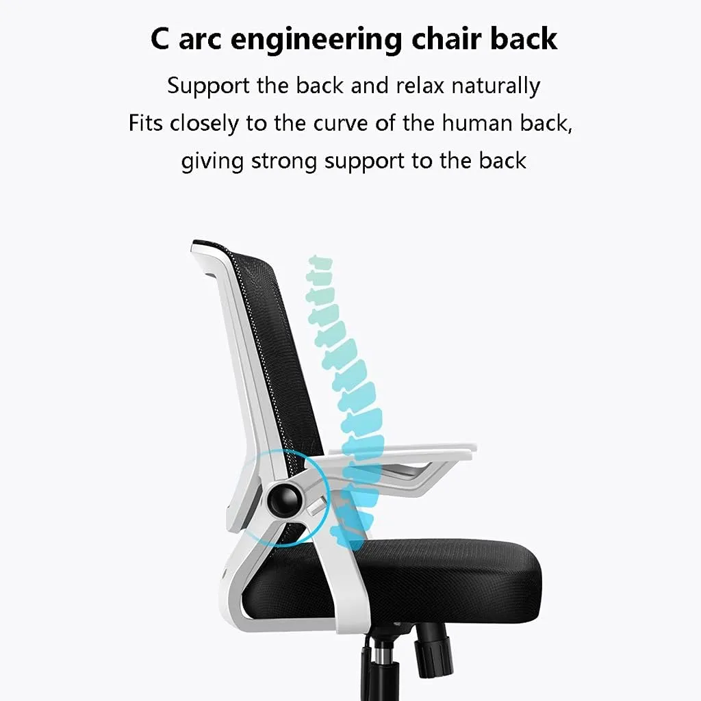 Mesh Office Chair with Pulley Bracket,Ergonomic High-Back Adjustable Desk Chair with armrests, for Office, Dormitory, Home Unique (Black)