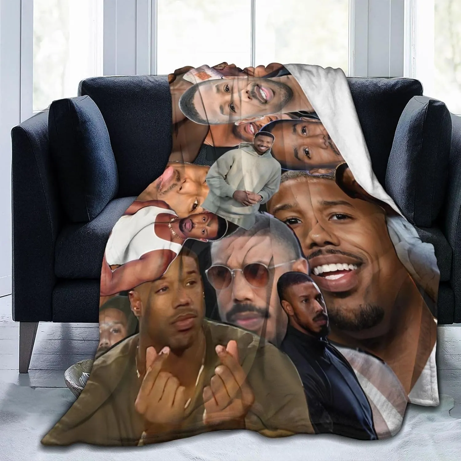 Michael B. Jordan Blanket Flannel Fleece Printed Throw Blankets Ultra Soft Micro Warm Blanket for All Season Bedding Chair Sofa Couch Bed 50"x40"
