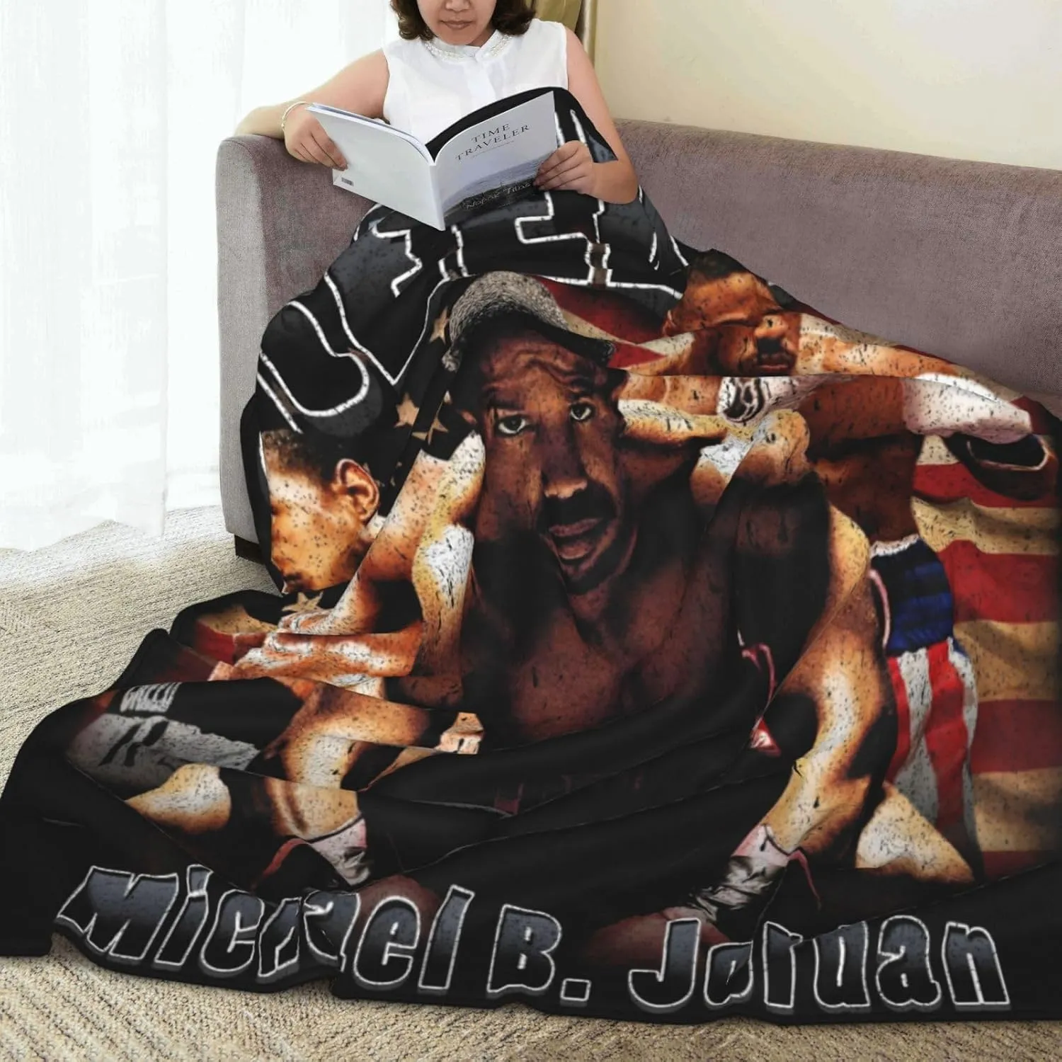 Michael B. Jordan Blanket Flannel Fleece Printed Throw Blankets Ultra Soft Micro Warm Blanket for All Season Bedding Chair Sofa Couch Bed 50"x40"