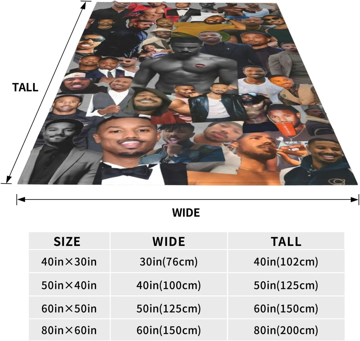 Michael B. Jordan Blanket Flannel Fleece Printed Throw Blankets Ultra Soft Micro Warm Blanket for All Season Bedding Chair Sofa Couch Bed 50"x40"
