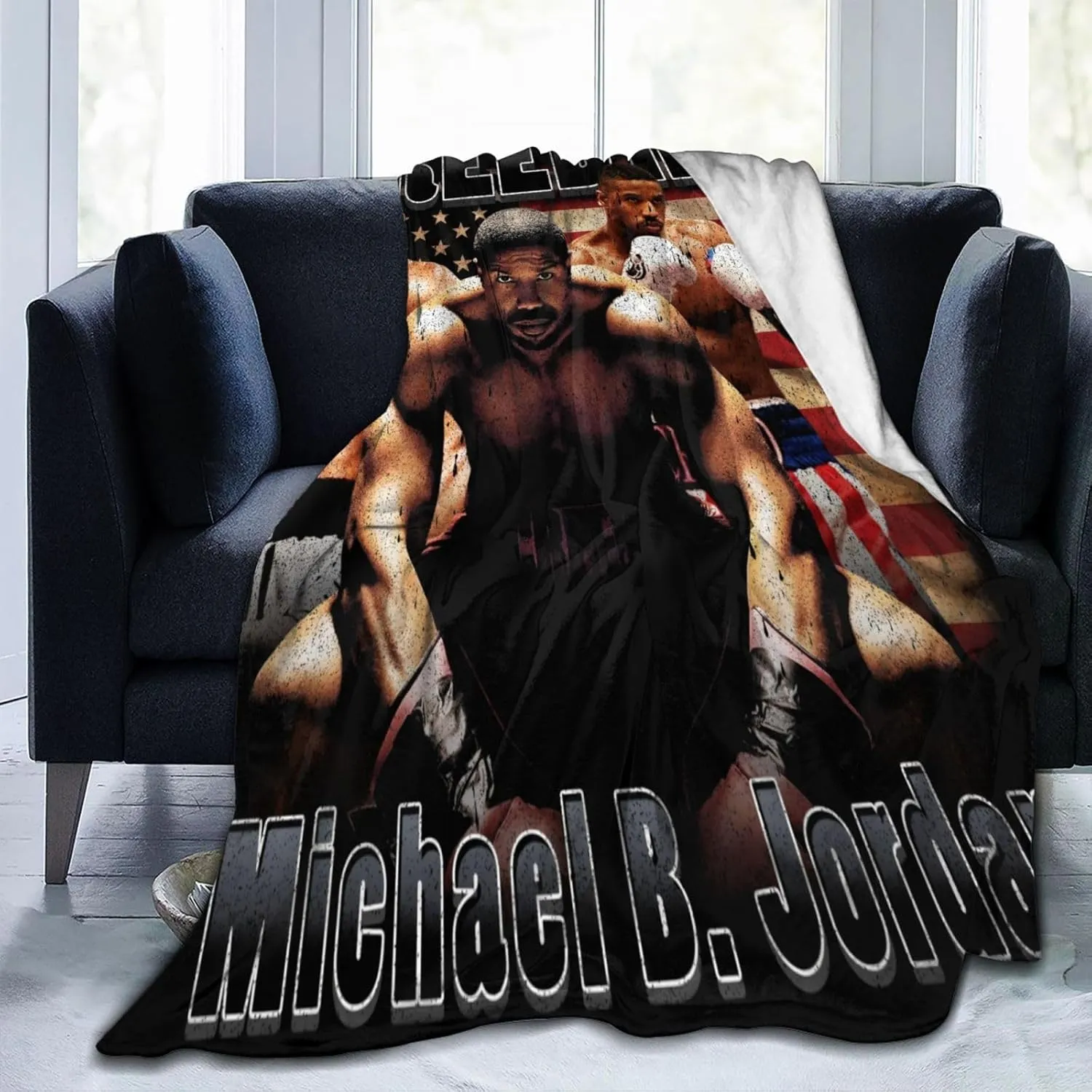 Michael B. Jordan Blanket Flannel Fleece Printed Throw Blankets Ultra Soft Micro Warm Blanket for All Season Bedding Chair Sofa Couch Bed 50"x40"