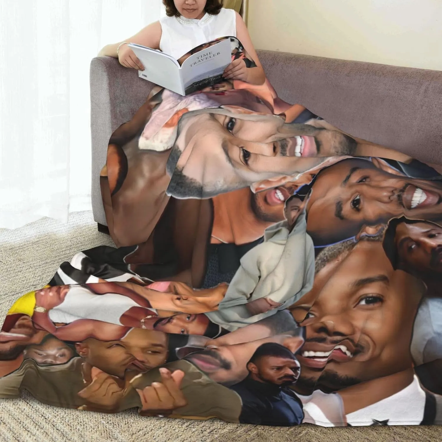 Michael B. Jordan Blanket Flannel Fleece Printed Throw Blankets Ultra Soft Micro Warm Blanket for All Season Bedding Chair Sofa Couch Bed 50"x40"
