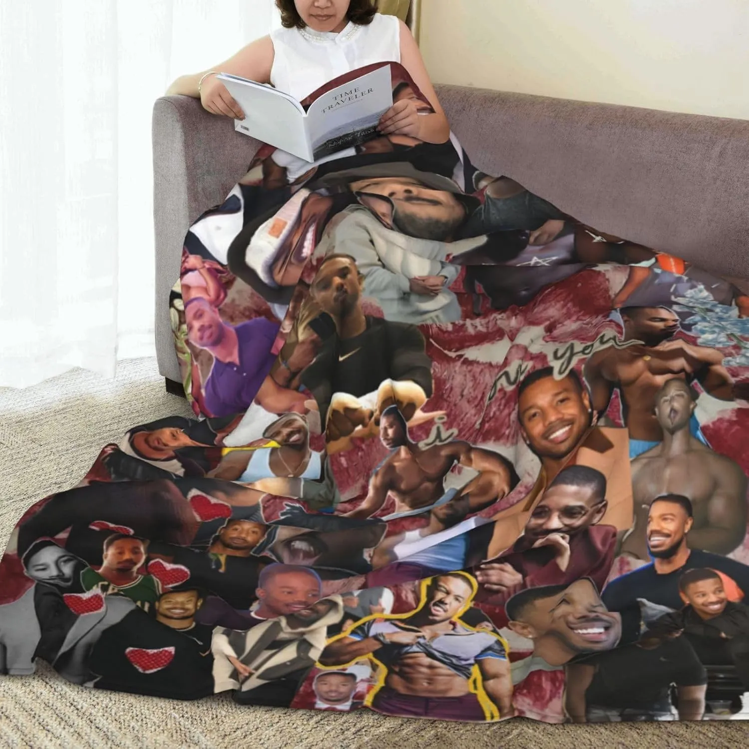 Michael B. Jordan Blanket Flannel Fleece Printed Throw Blankets Ultra Soft Micro Warm Blanket for All Season Bedding Chair Sofa Couch Bed 50"x40"