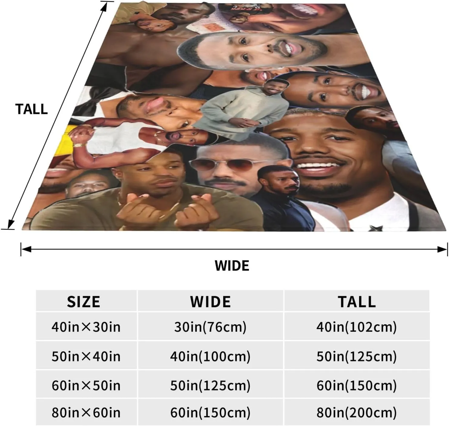 Michael B. Jordan Blanket Flannel Fleece Printed Throw Blankets Ultra Soft Micro Warm Blanket for All Season Bedding Chair Sofa Couch Bed 50"x40"