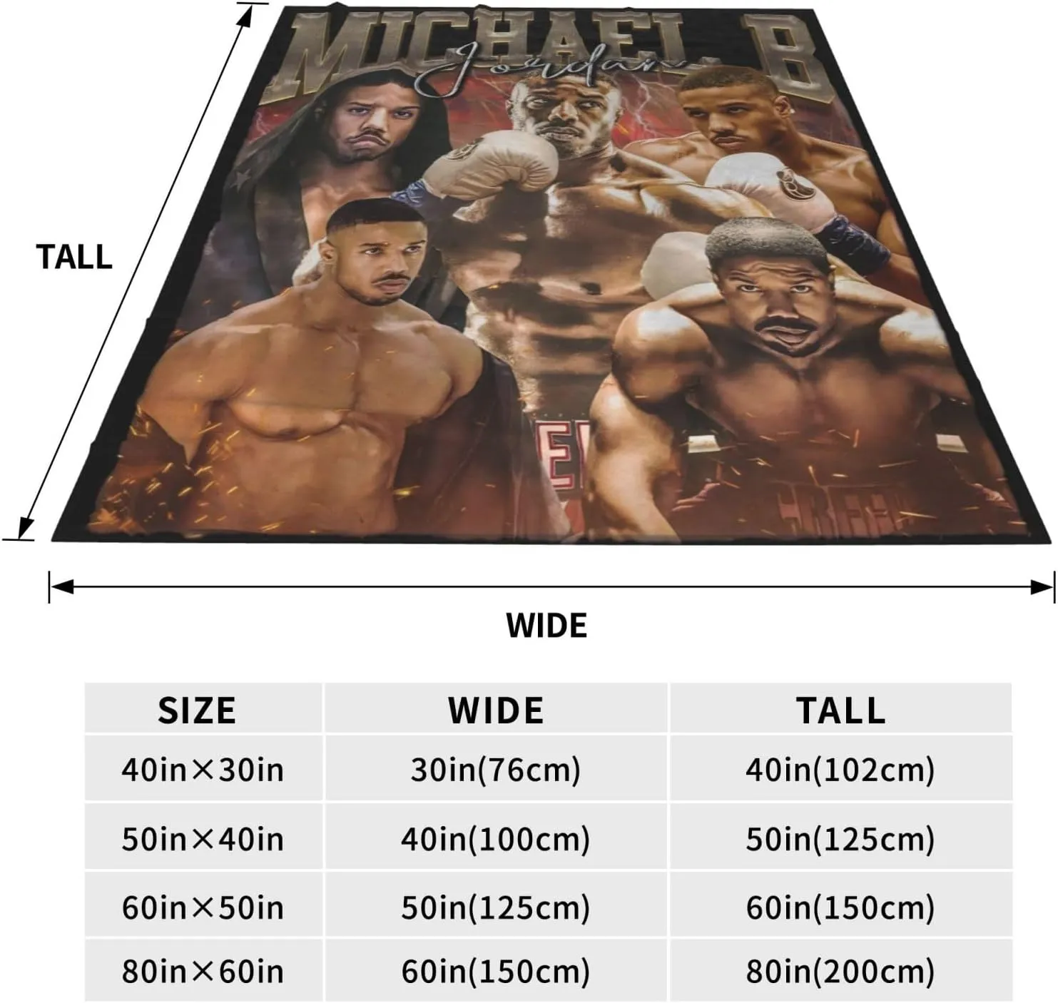 Michael B. Jordan Blanket Flannel Fleece Printed Throw Blankets Ultra Soft Micro Warm Blanket for All Season Bedding Chair Sofa Couch Bed 50"x40"