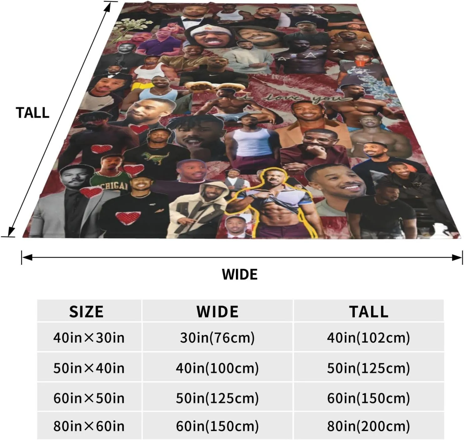 Michael B. Jordan Blanket Flannel Fleece Printed Throw Blankets Ultra Soft Micro Warm Blanket for All Season Bedding Chair Sofa Couch Bed 50"x40"