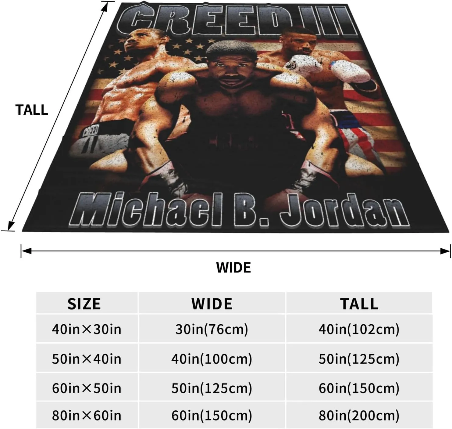 Michael B. Jordan Blanket Flannel Fleece Printed Throw Blankets Ultra Soft Micro Warm Blanket for All Season Bedding Chair Sofa Couch Bed 50"x40"