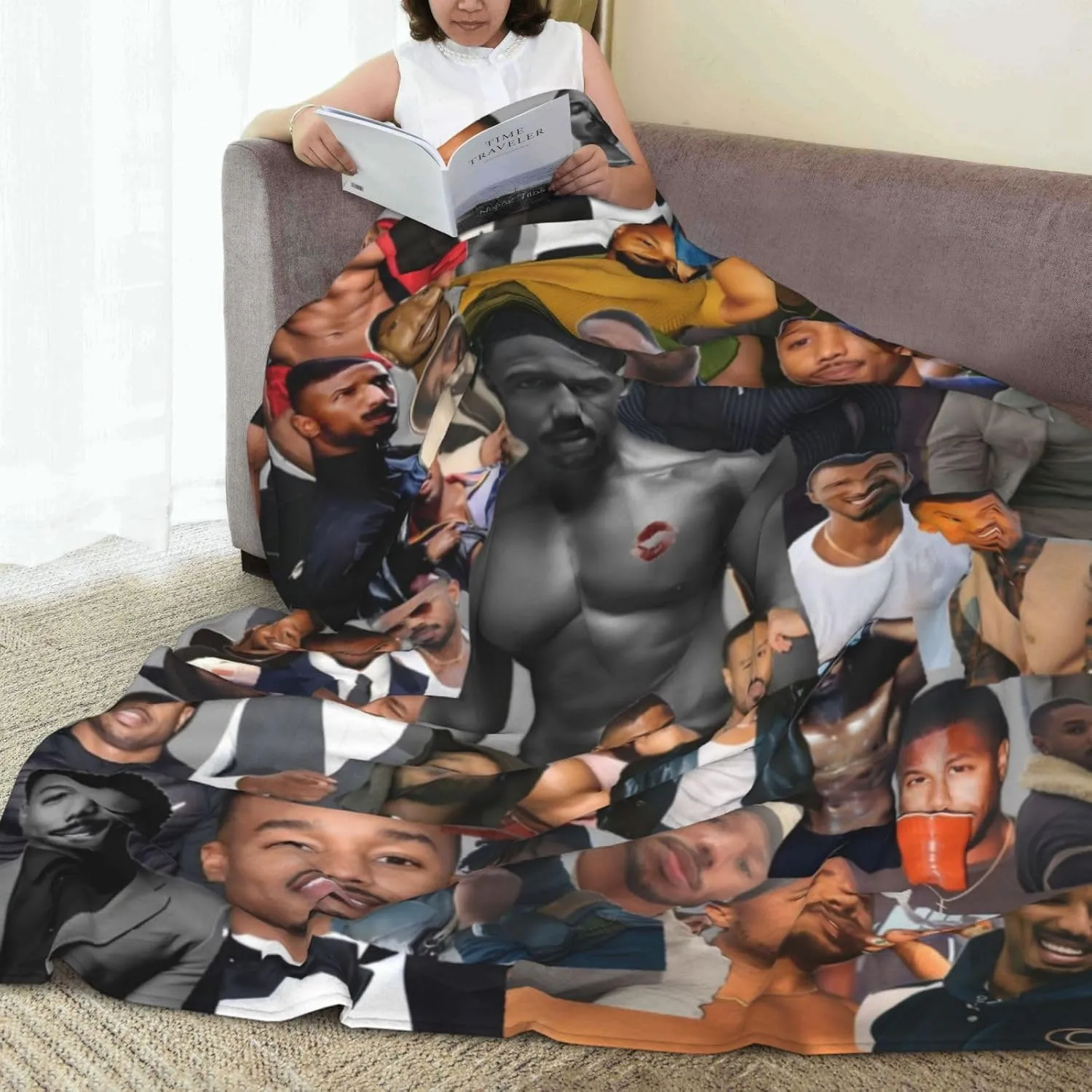 Michael B. Jordan Blanket Flannel Fleece Printed Throw Blankets Ultra Soft Micro Warm Blanket for All Season Bedding Chair Sofa Couch Bed 50"x40"