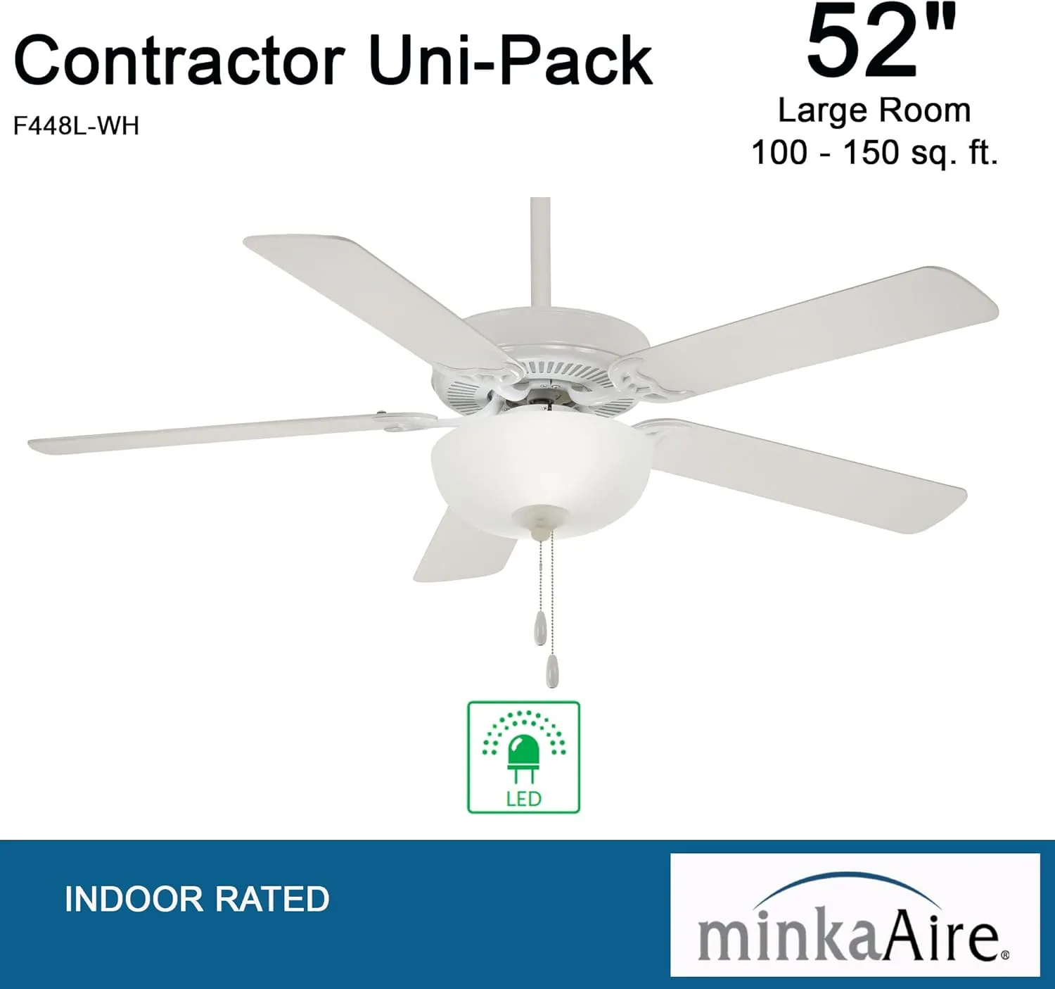 Minka Aire 52" Contractor Uni-Pack LED - 52" Ceiling Fan F448L-WH