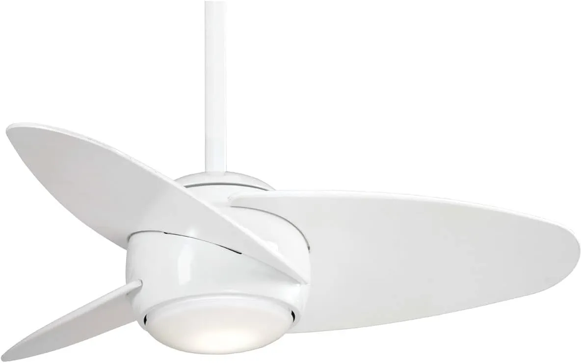 MINKA-AIRE F410L-WH Slant 36 Inch Ceiling Fan with DC Motor and Integrated 18W LED Light Kit in White Finish