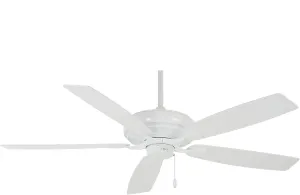 MINKA-AIRE F551-WH Watt 60 Inch Energy Star Rated Ceiling Fan with DC Motor and 4 Speed Pull Chain in White Finish