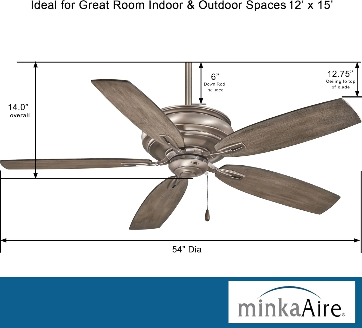 MINKA-AIRE F614-BNK Timeless 54 Inch Ceiling Fan in Burnished Nickel Finish