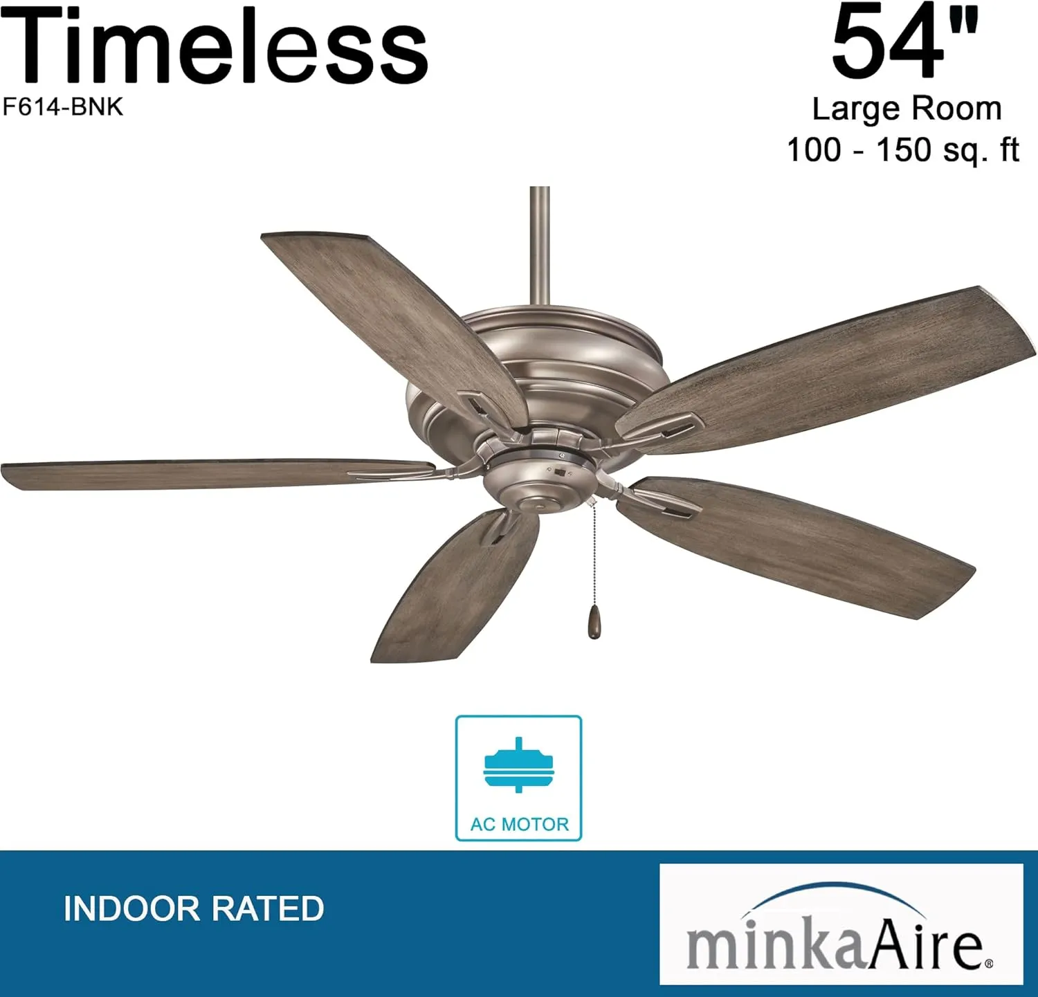 MINKA-AIRE F614-BNK Timeless 54 Inch Ceiling Fan in Burnished Nickel Finish