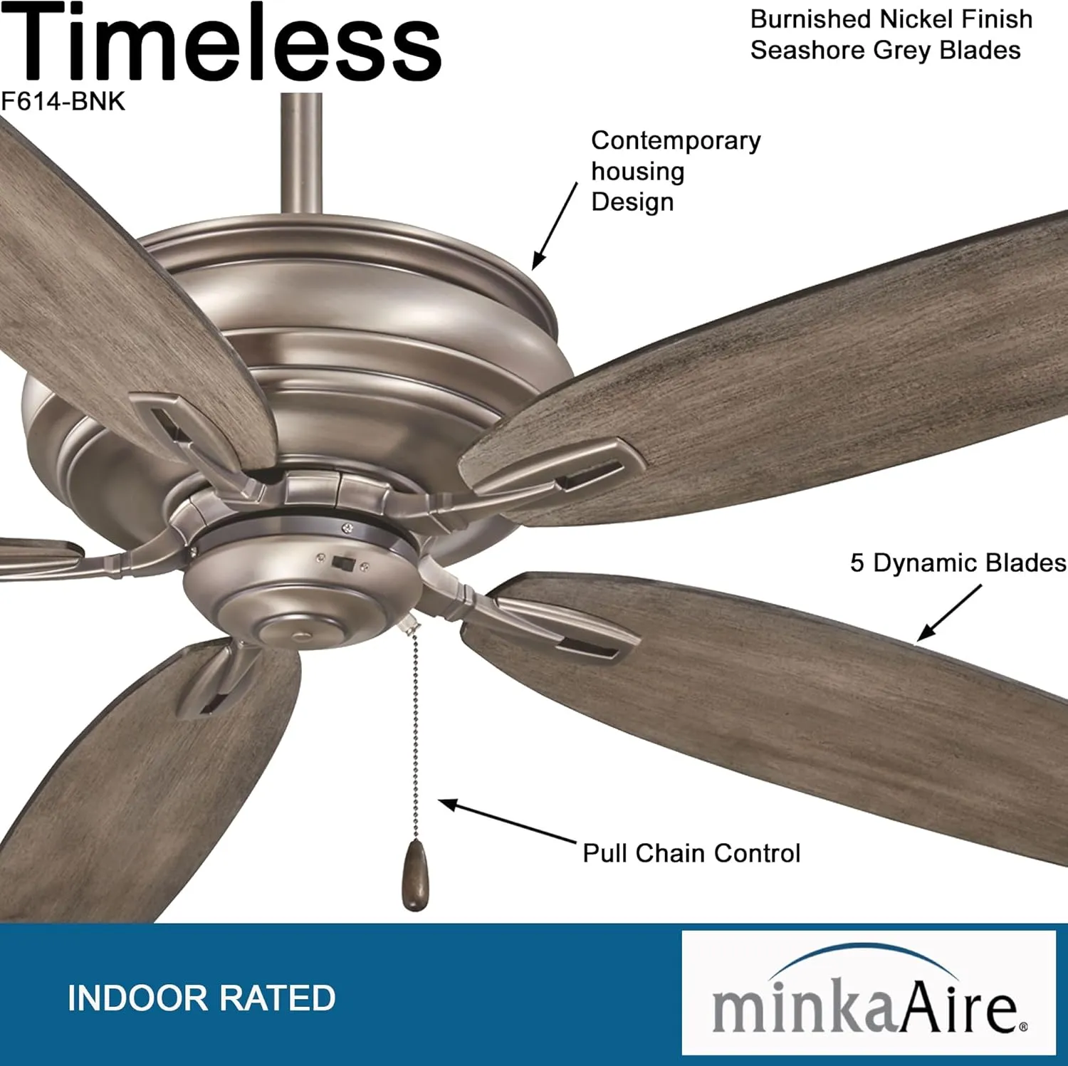 MINKA-AIRE F614-BNK Timeless 54 Inch Ceiling Fan in Burnished Nickel Finish