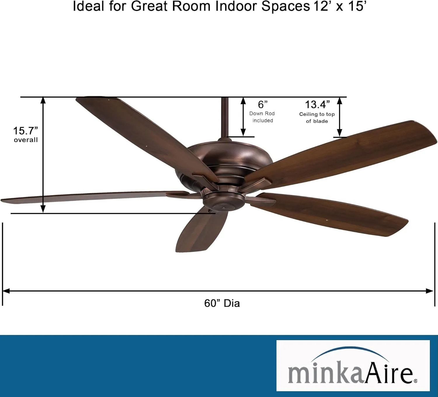 Minka-Aire F689-DBB Kola-XL 60 Inch Ceiling Fan in Dark Brushed Bronze Finish