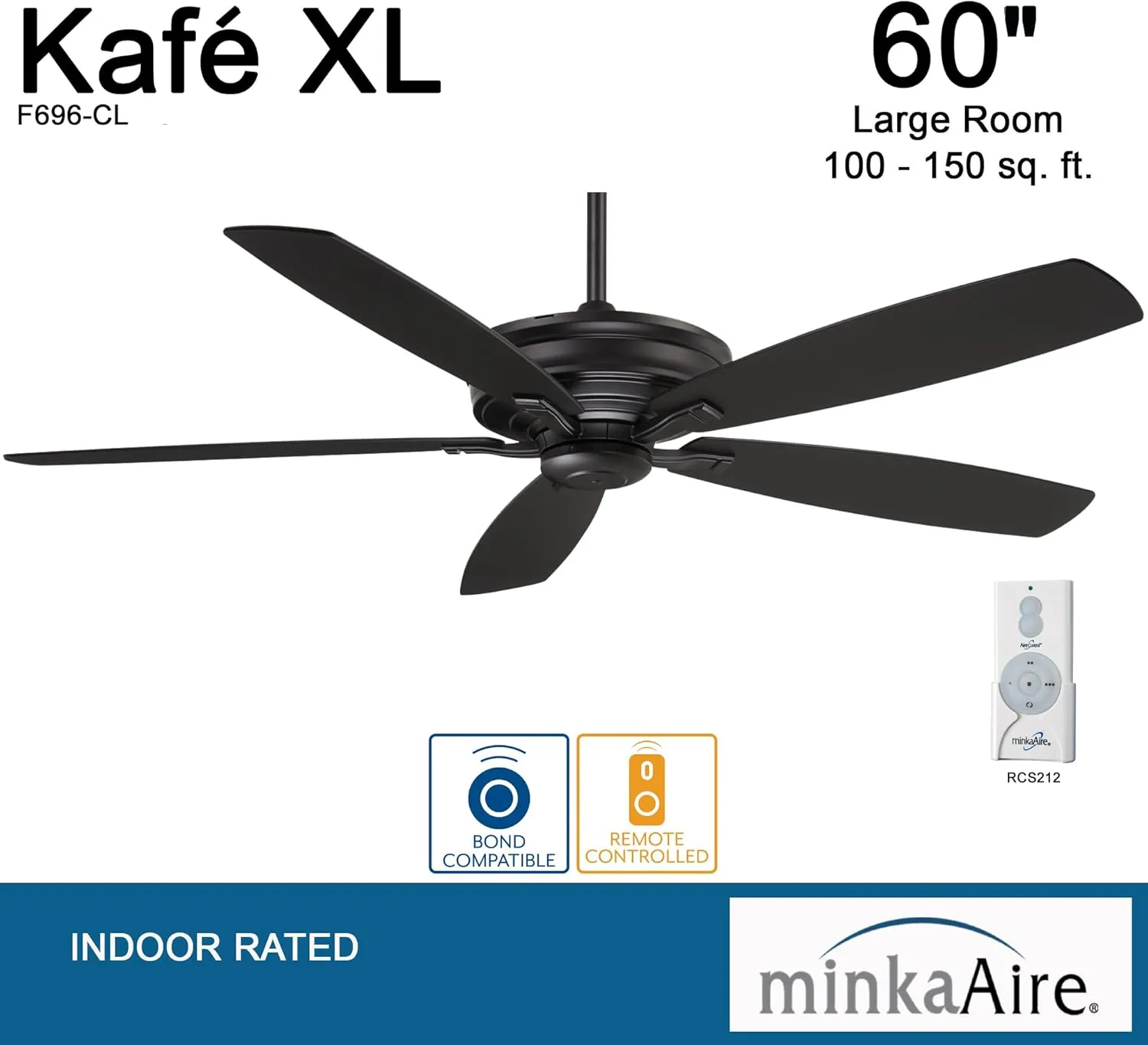 MINKA-AIRE F696-CL Kafé-XL 60 Inch Ceiling Fan in Coal Finish…