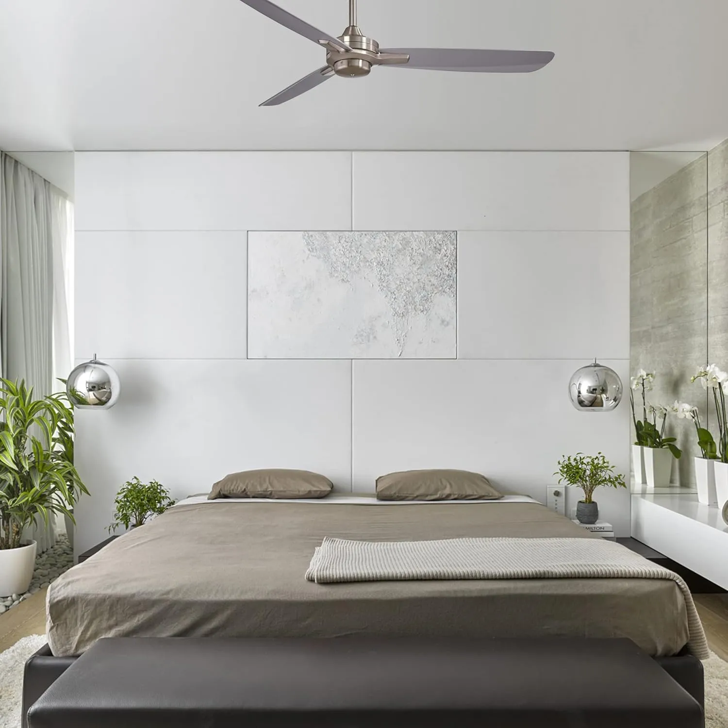 MINKA-AIRE F727-BN/SL Rudolph 52 Inch Ceiling Fan in Brushed Nickel Finish with Silver Blades