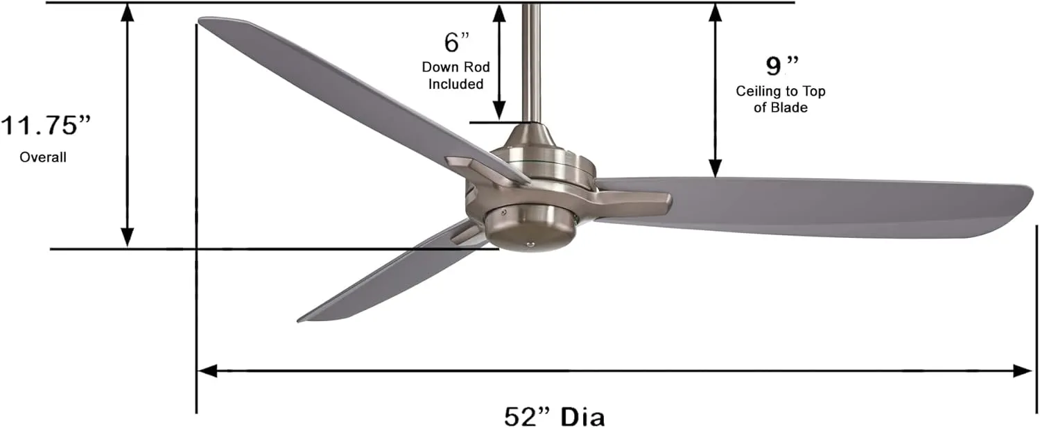 MINKA-AIRE F727-BN/SL Rudolph 52 Inch Ceiling Fan in Brushed Nickel Finish with Silver Blades