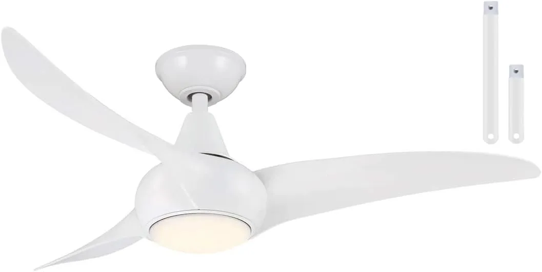 Minka-Aire F845-WH Light Wave 44" Low Profile Ceiling Fan with LED Light in White Finish with Remote Control and Included 3.5" Downrod