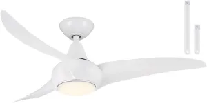 Minka-Aire F845-WH Light Wave 44" Low Profile Ceiling Fan with LED Light in White Finish with Remote Control and Included 3.5" Downrod
