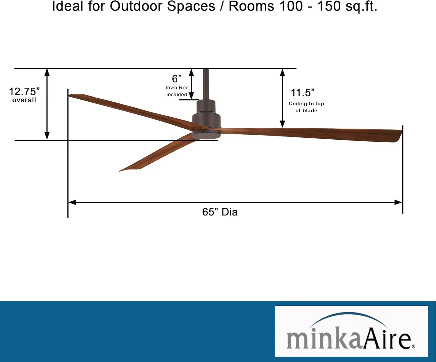 MINKA-AIRE Simple XL 65" Outdoor Ceiling Fan F789-ORB - Oil Rubbed Bronze