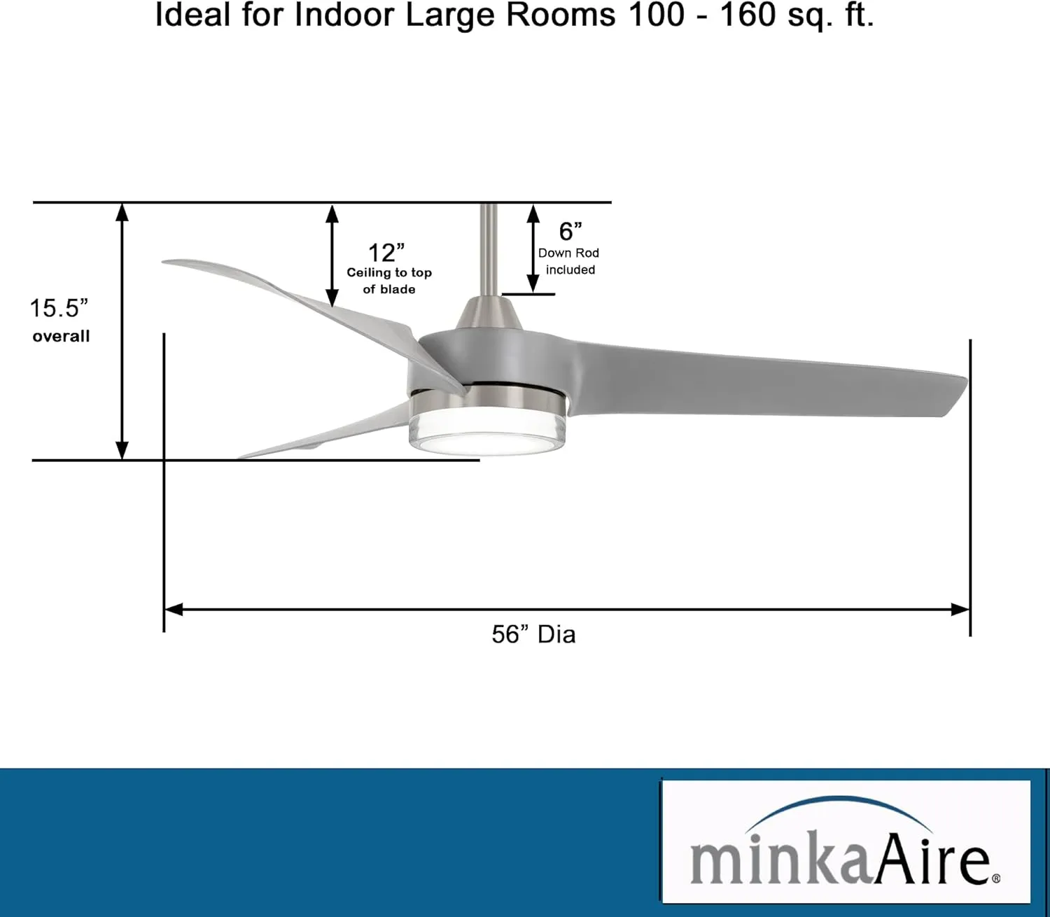MINKA-AIRE Veer 56" LED Ceiling Fan F692L-BN/SL - Brushed Nickel