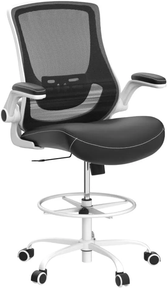Misolant Drafting Chair, Tall Office Chair for Standing Desk, High Office Chair with Adjustable Lumbar Support and Footrest Ring, Standing Desk Chairs Adjustable Height