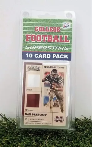 Mississippi St Bulldogs- (10) Card Pack College Football Different Bulldogs Superstars Starter Kit! Comes in Souvenir Case! Great Mix of Modern & Vintage Players for the Super Bulldogs Fan! By 3bros