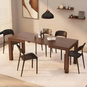Mobili Fiver, First Extendable Table, 47,2(77,6) x31,5 in,Walnut, for 6-8 People, Expandable Dining Table for Kitchen, Living Room, Italian Furniture