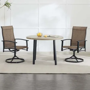 Mocha Outdoor Swivel Dining Chair Set of 2, All Weather Patio Dining Chair with Textilene High Back and Metal Frame for Backyard, Lawn Garde and Deck