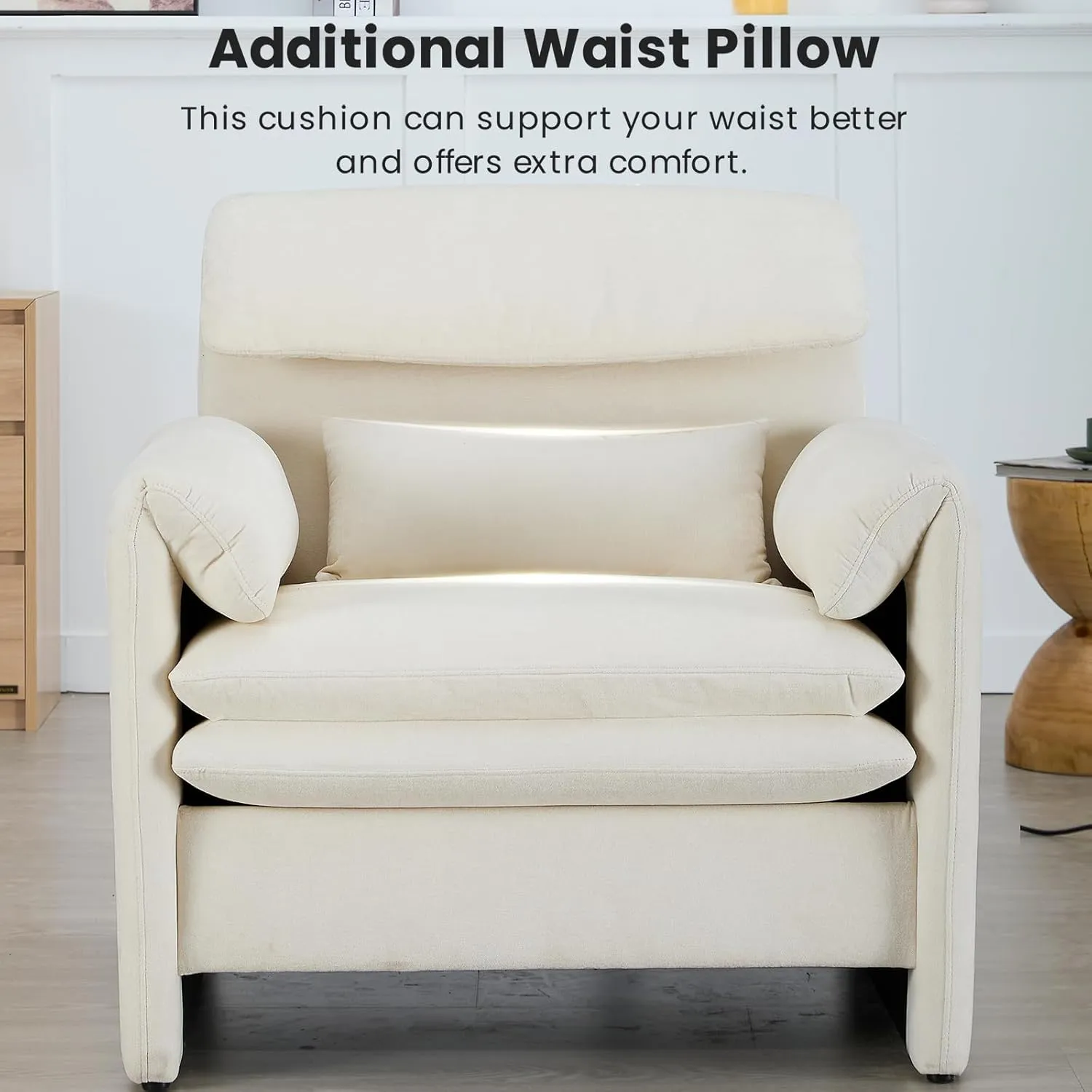Modern Accent Chairs Set of 2 for Living Room, Upholstered Arm Chair Reading Chair, Single Sofa with Pillow for Kids, Bedroom, Apartment