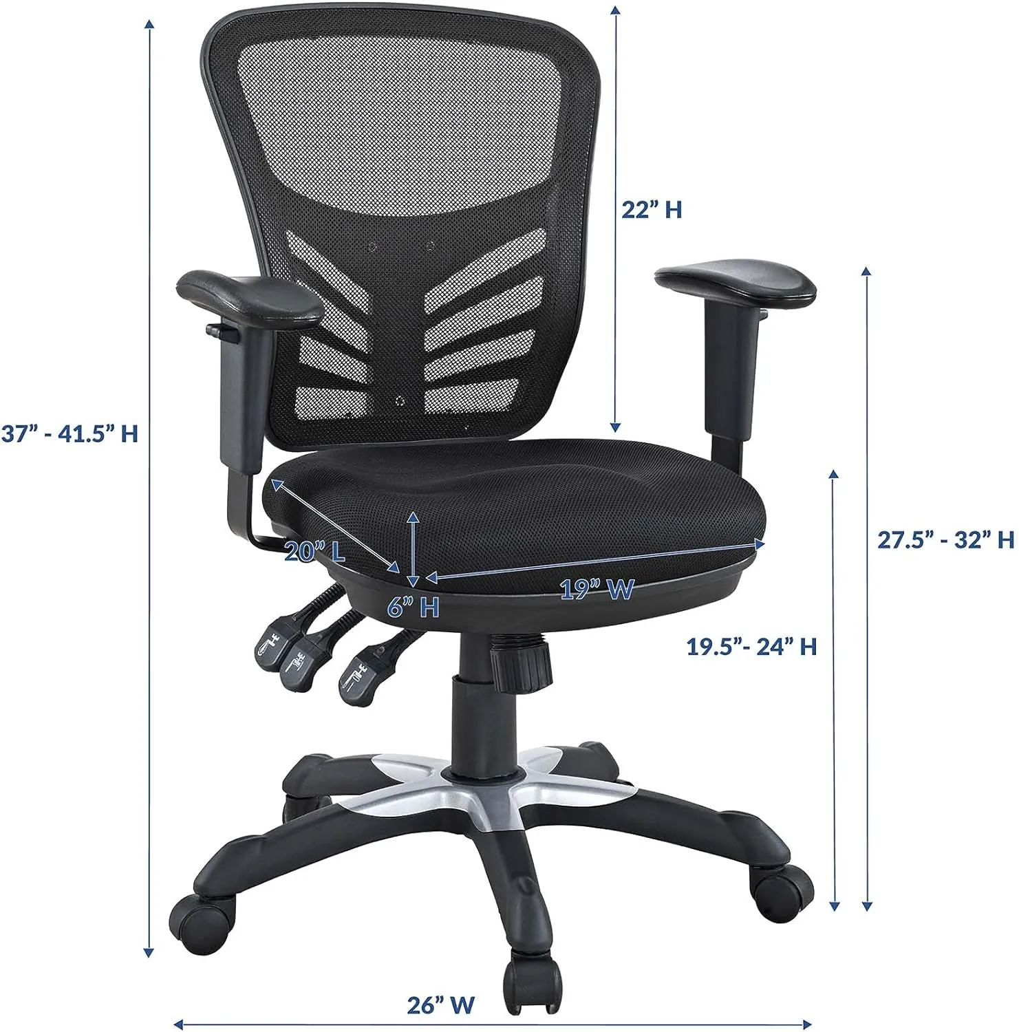 Modway EEI-757-BLK Articulate Ergonomic Mesh Office Chair in Black