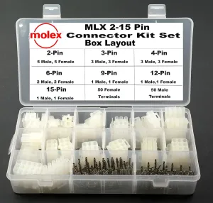 Molex 2-15 Pin ~14.0A~ Connector Kit (130pcs (MLX) ~20Amp)