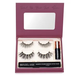 MoxieLash Magnetic Eyelashes with Eyeliner Kit - Essentials Kit Vol 3 - Natural Looking False Eyelashes - Wifey & Sexy Lash   Eyeliner & Remover Swabs - USA Owned - No Glue