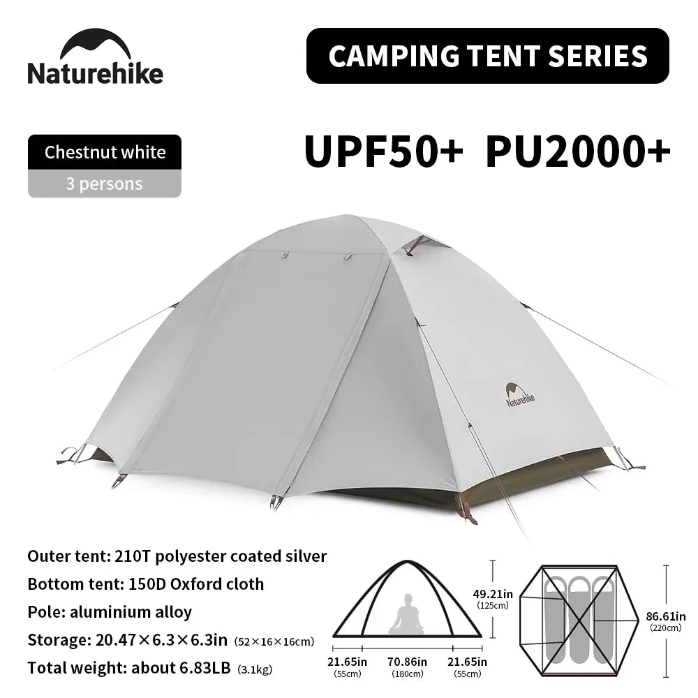 Naturehike Camping Tent 2-3 People Waterproof UPF50  Camping Tent Outdoor Ultralight Portable Hiking Trekking Sun Shelter