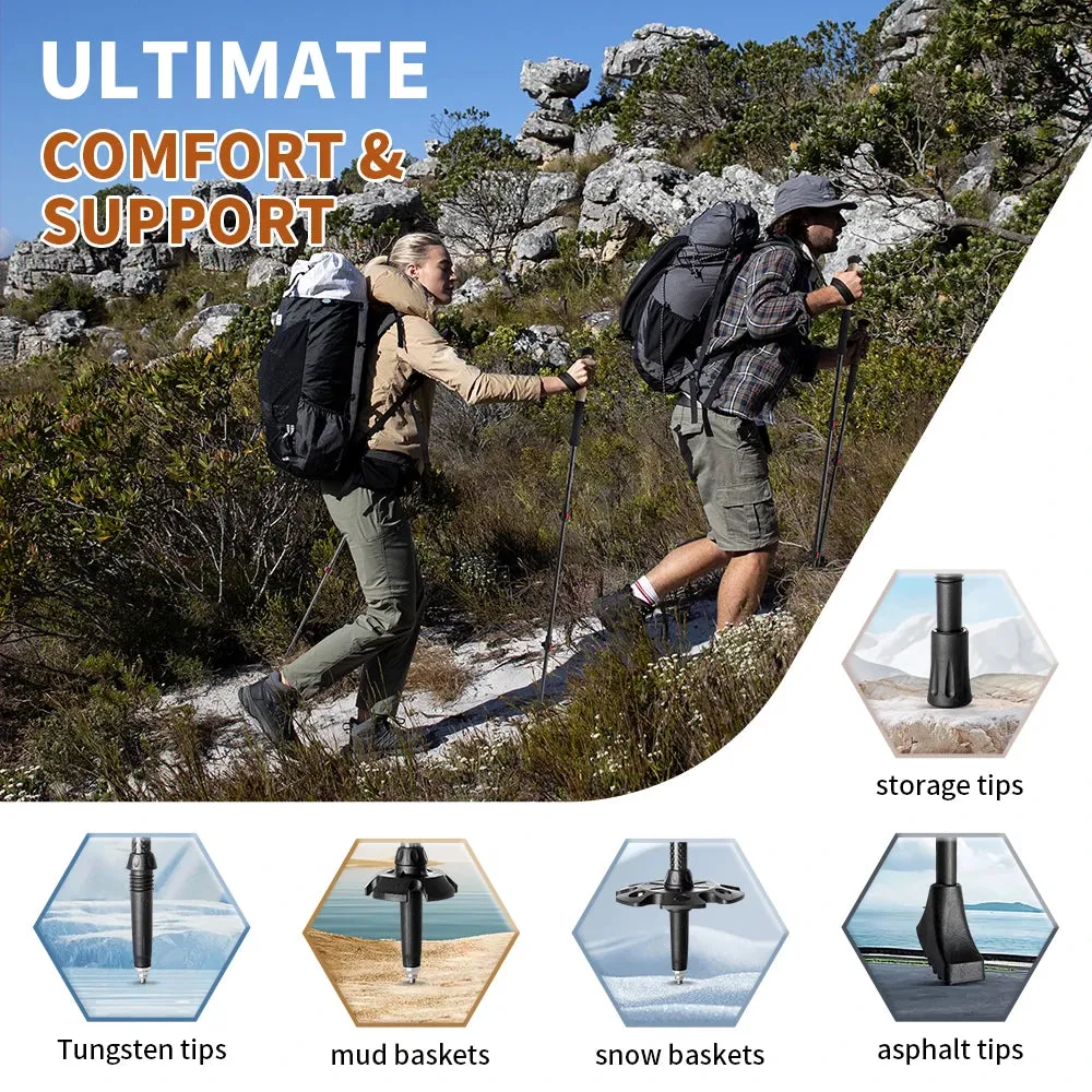 Naturehike Carbon Fiber Trekking Poles: Ultralight Folding Hiking Sticks for Outdoor Climbing